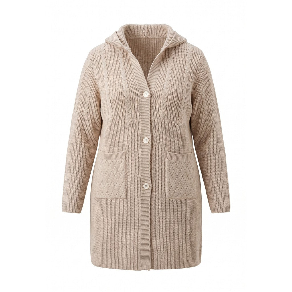 NO. 1 BY OX Long knitted Cardigan Cardigans Beige