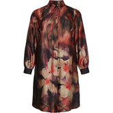 NO. 1 BY OX Long loose shirt Skjorter Deep Red w Meadow flowers