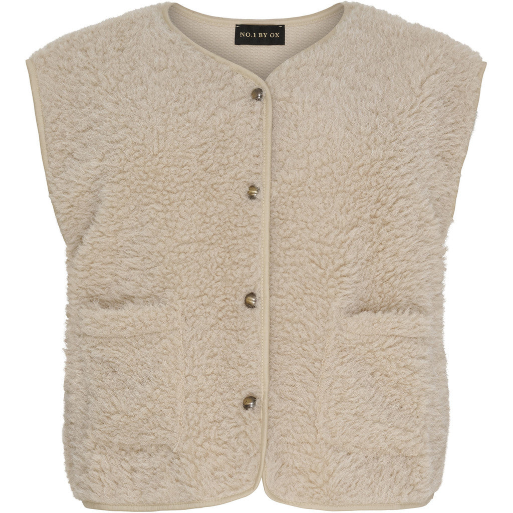 NO. 1 BY OX Loose Pile vest Veste Cream Beige