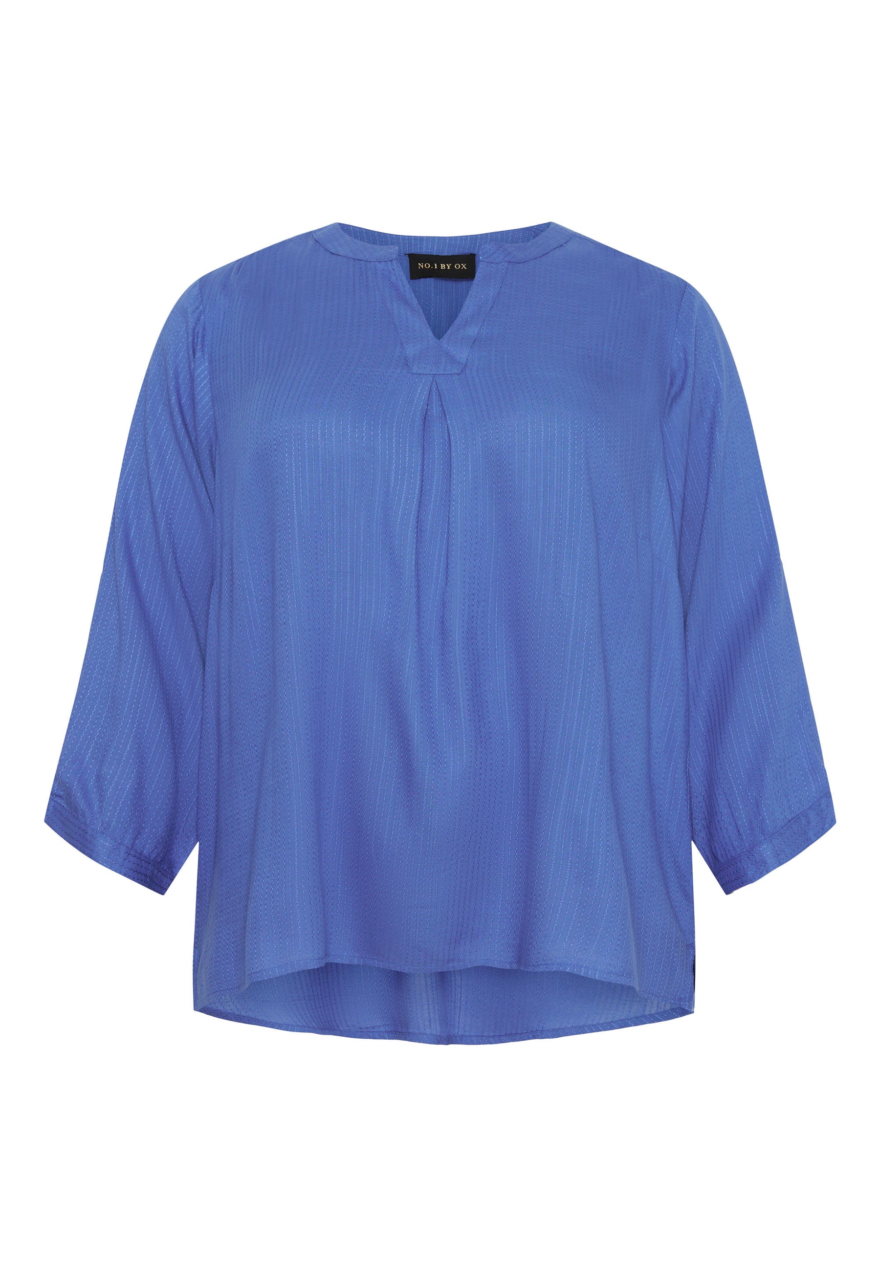 NO. 1 BY OX Loose V neck Blouse and 3/4 sleeves Bluser Blå