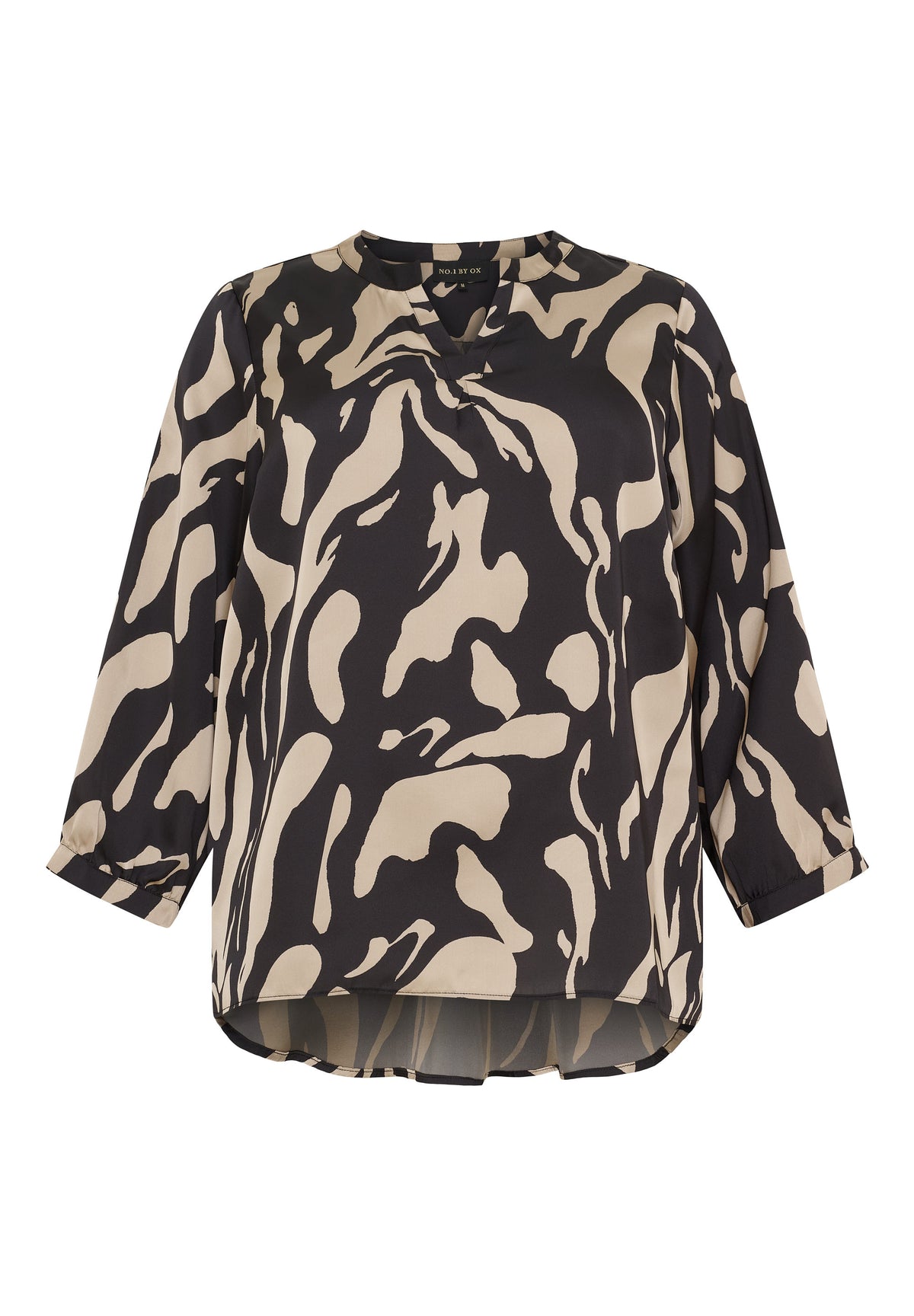 NO. 1 BY OX Loose blouse v neck and 3/4 sleeves Bluser Sand/black animal print