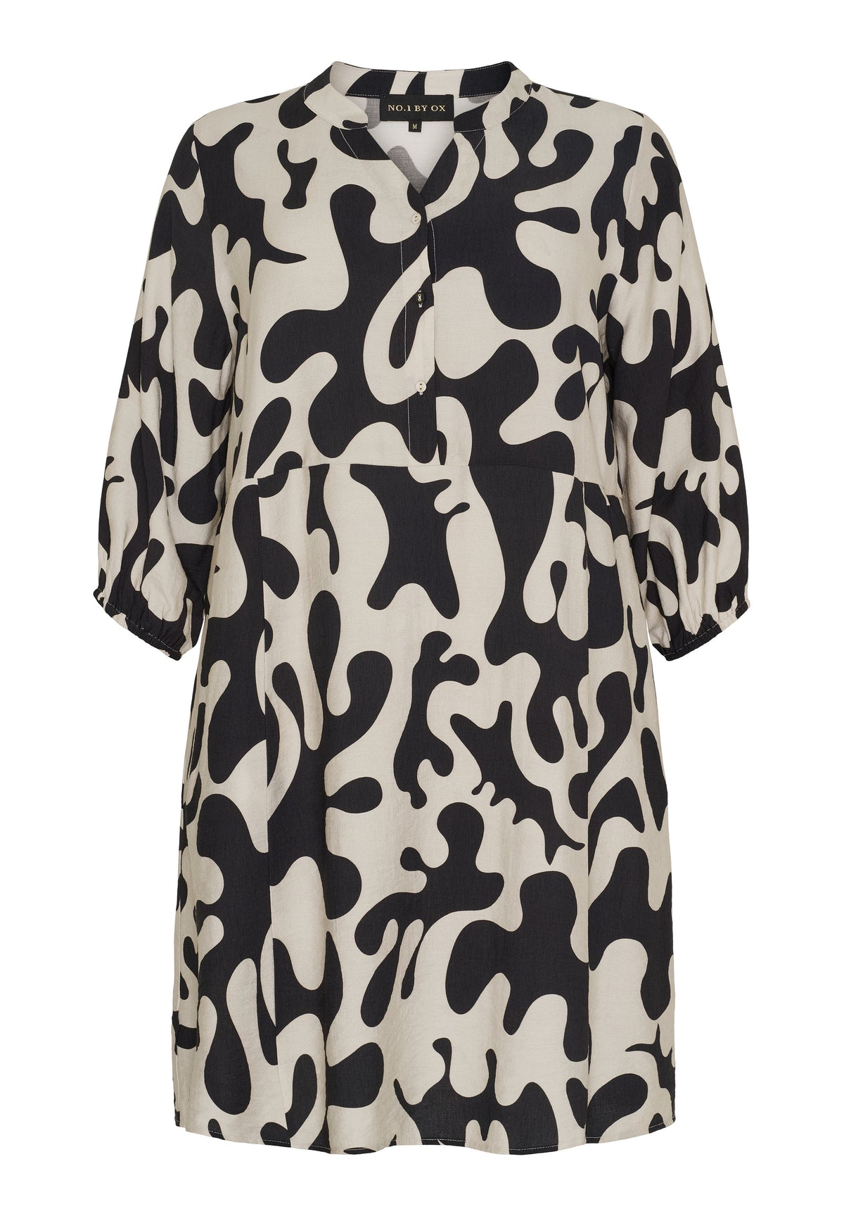 NO. 1 BY OX Kjole i klassisk print Tunika Sand w Black splatter print