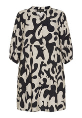 NO. 1 BY OX Kjole i klassisk print Tunika Sand w Black splatter print