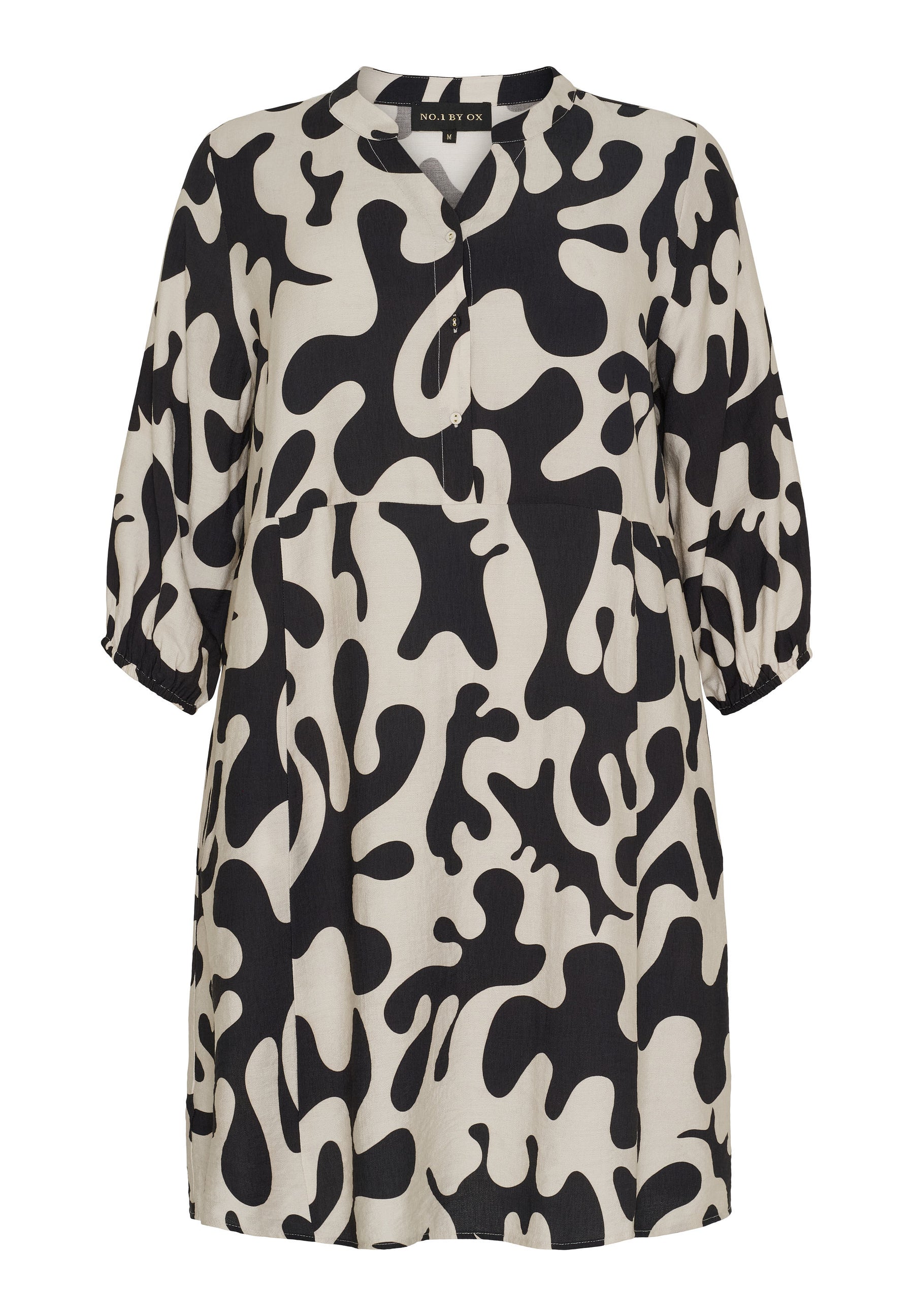 NO. 1 BY OX Kjole i klassisk print Tunika Sand w Black splatter print