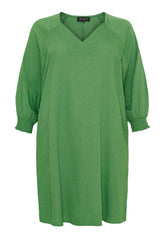 NO. 1 BY OX Loose v neck dress and 3/4 sleeves and smock cuffs Kjoler Grøn