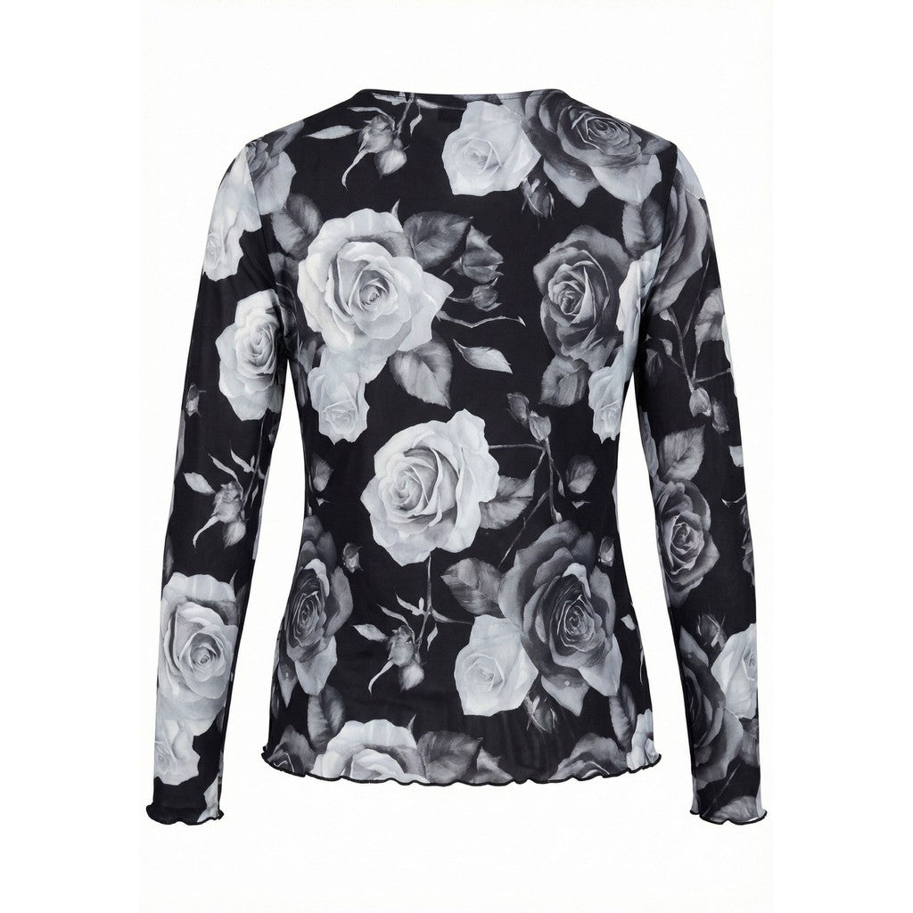 NO. 1 BY OX Mesh O neck Blouse LS Bluser