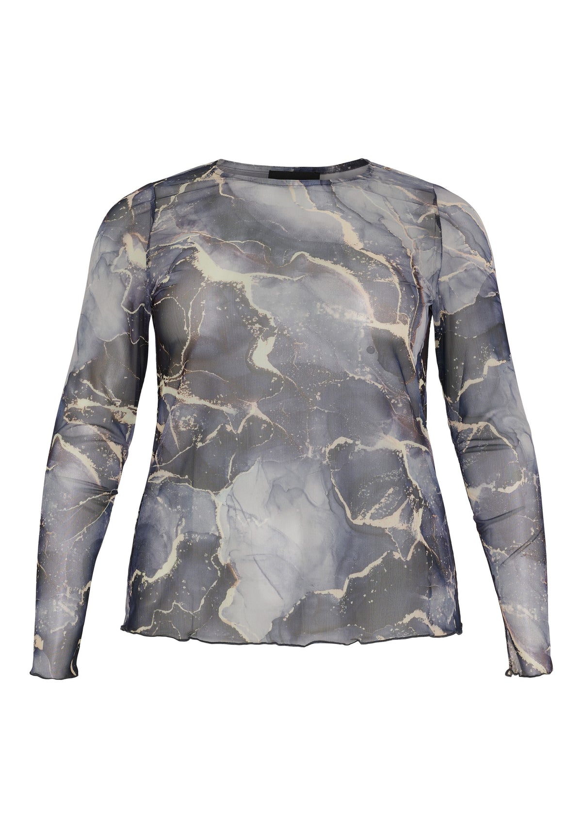 NO. 1 BY OX Mesh bluse Bluser Black and Grey graphic print