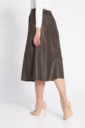 BTFCPH Midi A-shape nederdel i læder Nederdele Brun