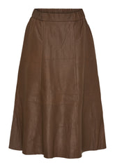 BTFCPH Midi A-shape nederdel i læder Nederdele Brun