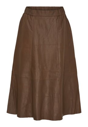 BTFCPH Midi A-shape nederdel i læder Nederdele Brun