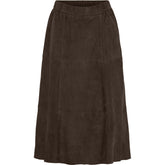 BTFCPH Midi A-shape nederdel i ruskind Nederdele Dark Chocolate Brown
