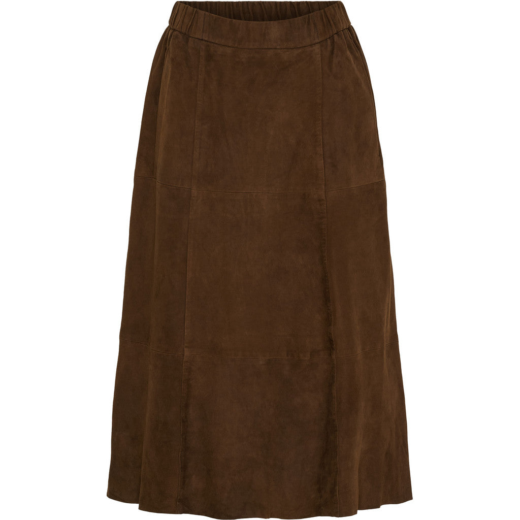 NOTYZ Midi A-shape nederdel i ruskind Nederdele Brun