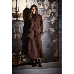 NOTYZ Midi A-shape nederdel i ruskind Nederdele Cinnamon Brown