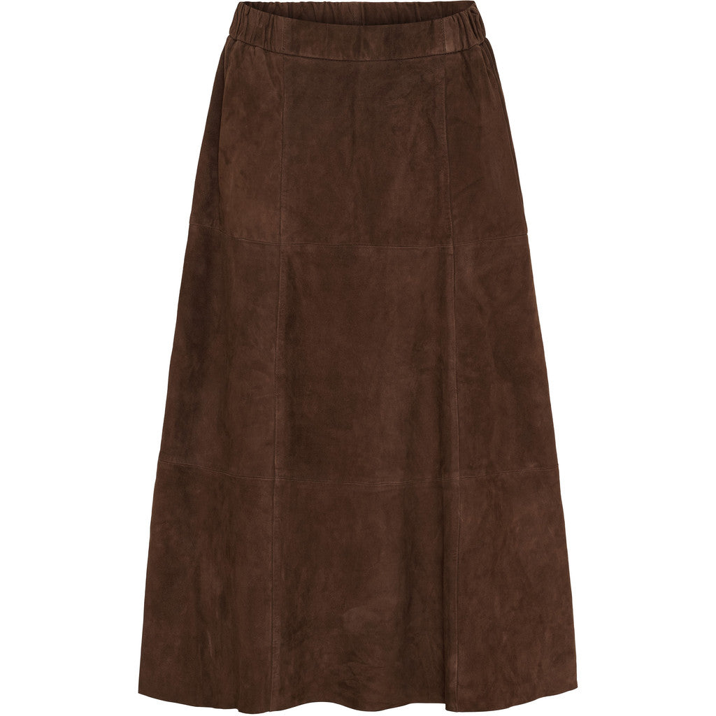 NOTYZ Midi A-shape nederdel i ruskind Nederdele Cinnamon Brown