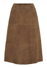 NOTYZ Midi A-shape nederdel i ruskind Nederdele Hazelnut