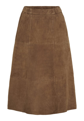 NOTYZ Midi A-shape nederdel i ruskind Nederdele Hazelnut