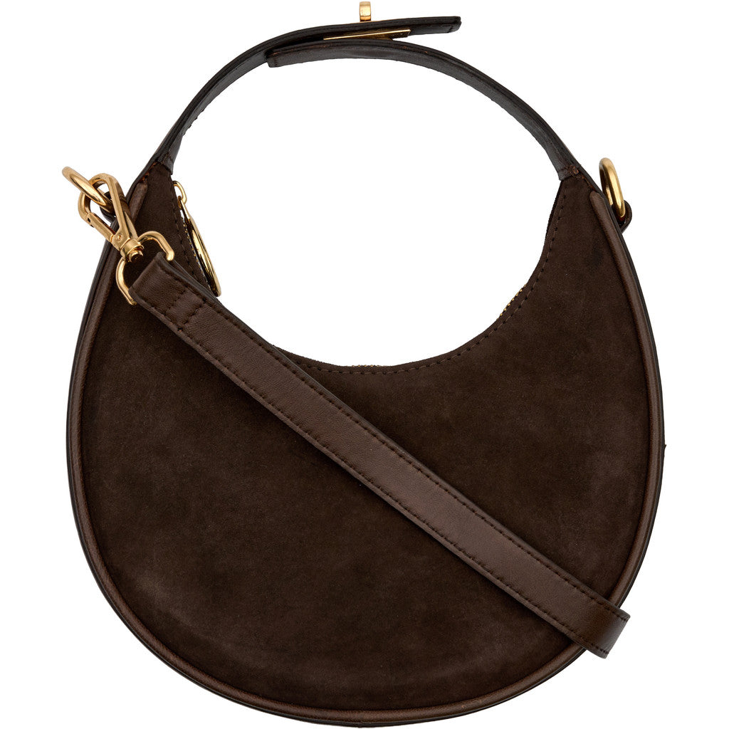BTFCPH Mini Hobo taske i ruskind Tasker Dark Chocolate Brown w. Silver acc.