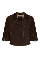 NOTYZ NOHARTFORD Kort jakke i ruskind Blazers Dark Chocolate Brown w. Silver acc.
