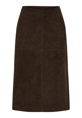BTFCPH Nederdel i ruskind med lige snit Nederdele Dark Chocolate Brown