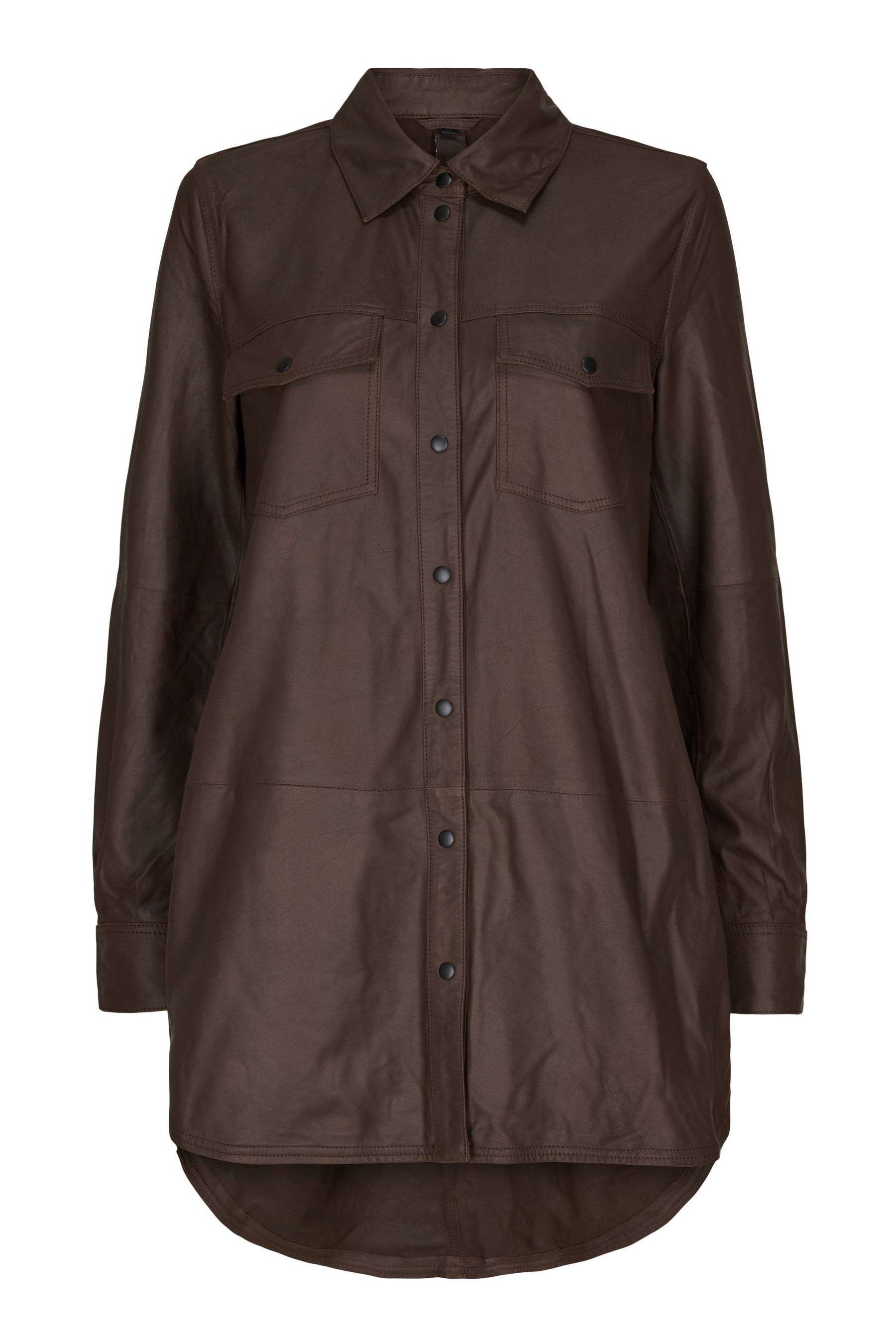 NOTYZ Oversized skjorte i læder Skjorter Brun