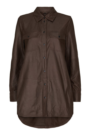 NOTYZ Oversized skjorte i læder Skjorter Brun