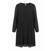 NO. 1 BY OX Pleated LS Dress Kjoler Black w White Dots