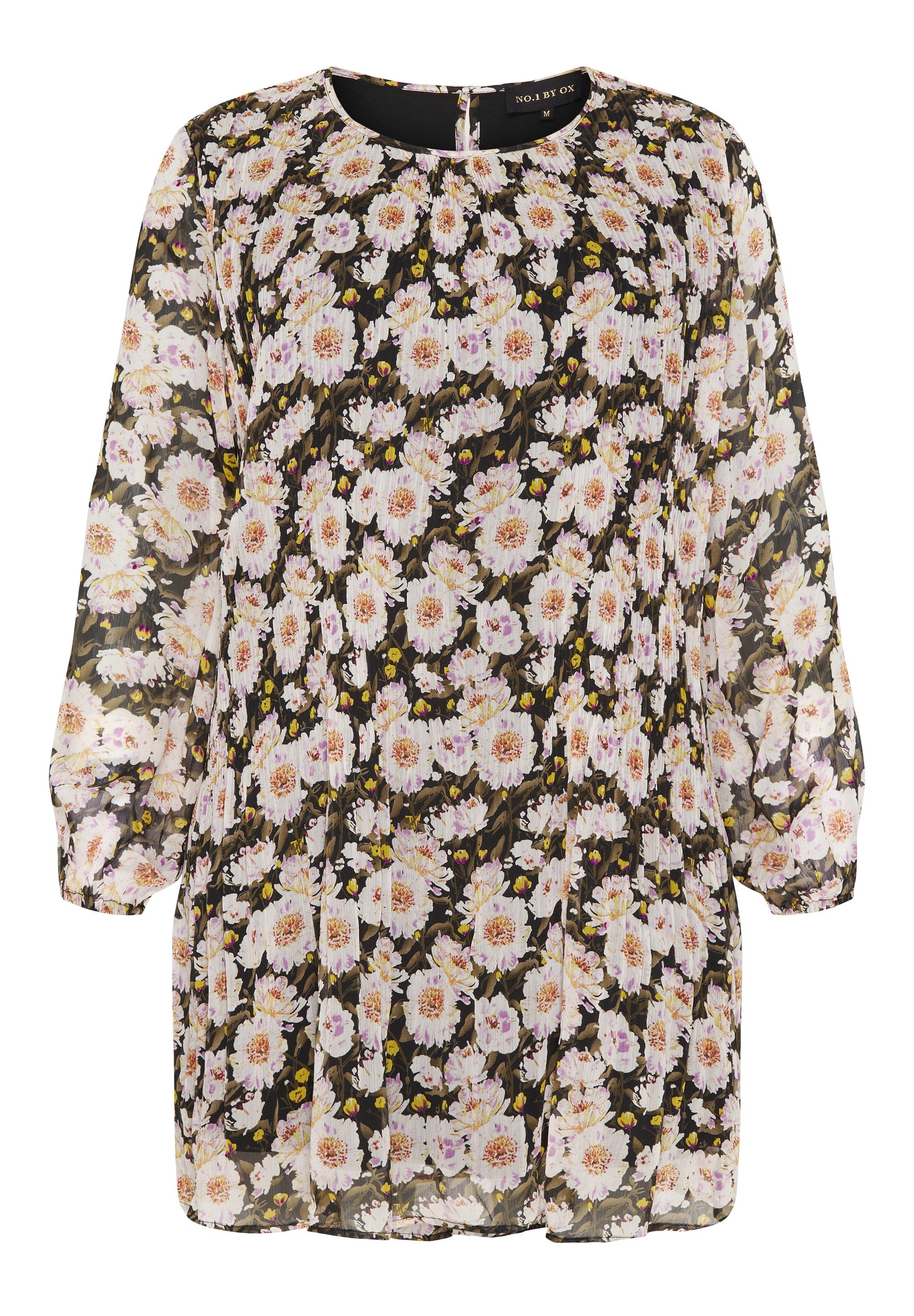 NO. 1 BY OX Plisse kjole i et blomsterprint Kjoler Sort