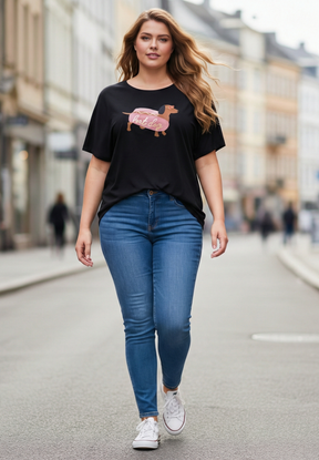 NO. 1 BY OX Printet T-shirt med batwing-ærmer T-shirts Sort