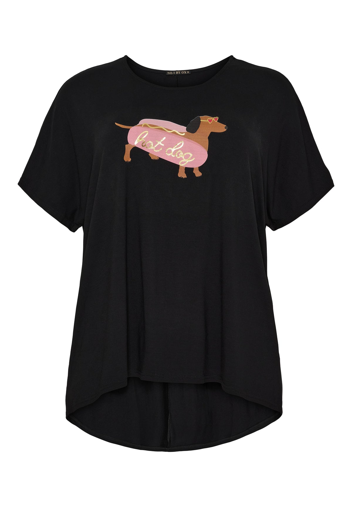 NO. 1 BY OX Printet T-shirt med batwing-ærmer T-shirts Sort