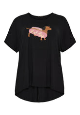 NO. 1 BY OX Printet T-shirt med batwing-ærmer T-shirts Sort