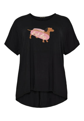 NO. 1 BY OX Printet T-shirt med batwing-ærmer T-shirts Sort