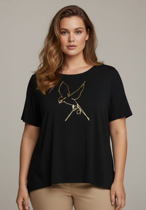 NO. 1 BY OX Printet T-shirt med batwing-ærmer T-shirts Sort