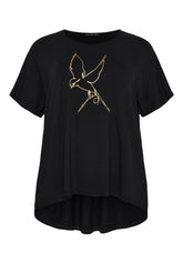 NO. 1 BY OX Printet T-shirt med batwing-ærmer T-shirts Sort
