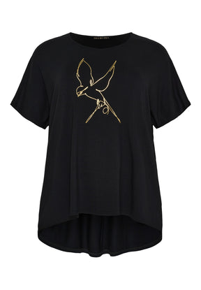 NO. 1 BY OX Printet T-shirt med batwing-ærmer T-shirts Sort