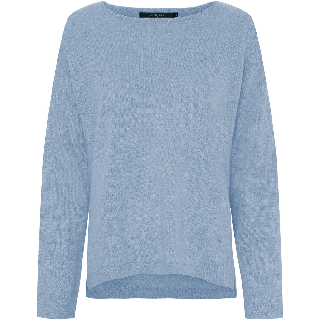 BTFCPH Pure Cashmere Pullover w. Boat Neck Knit Light Blue Melange