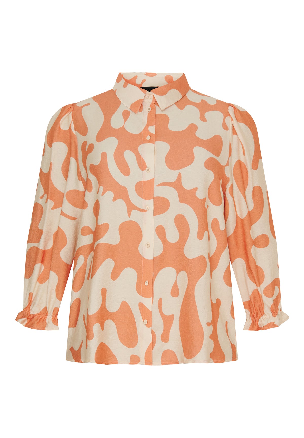 NO. 1 BY OX Shirt w 3/4 puff sleeves Skjorter Sand w Coral Reef splatter print