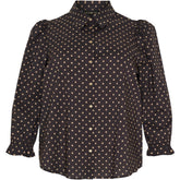 NO. 1 BY OX Shirt w 3/4 puff sleeves Skjorter Black w Camel Dots