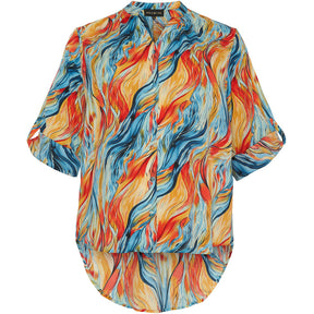 NO. 1 BY OX Farverig skjorte Skjorter Bright Multi coloured Wave print