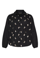 NO. 1 BY OX Shirt w embroidered flowers and long sleeves w elastic in cuffs Skjorter Sort