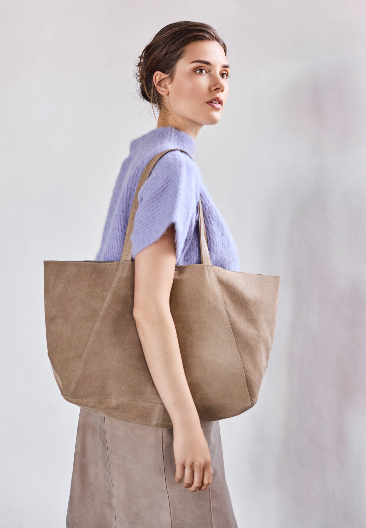 BTFCPH Shopper i ruskind Tasker Ivory w. Silver acc.