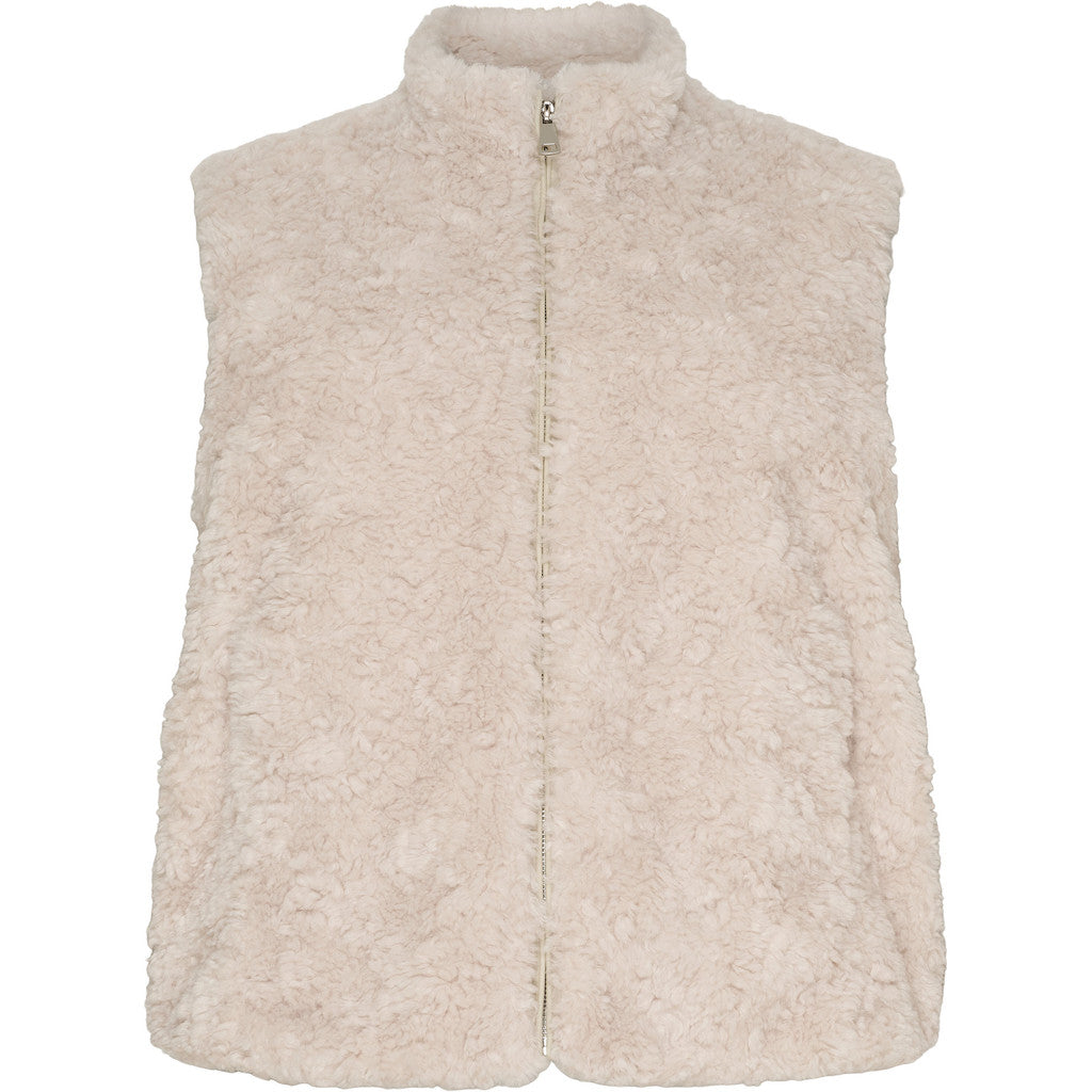 NO. 1 BY OX Short Fake fur Vest Veste Cream White