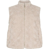 NO. 1 BY OX Short Fake fur Vest Veste Cream White