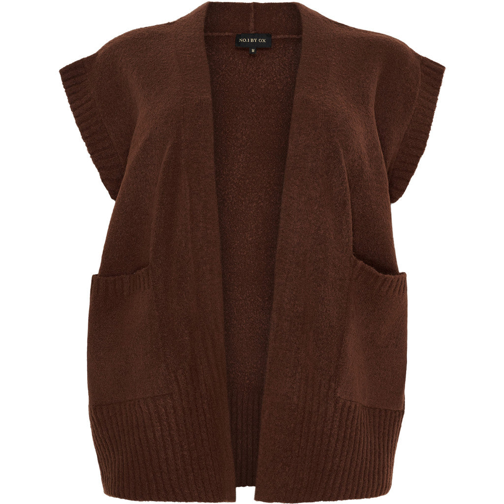 NO. 1 BY OX Short knitted Waistcoat Veste Brown Stone