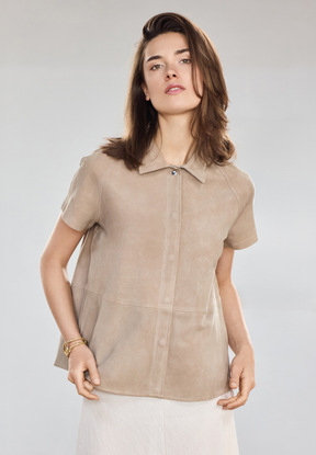 BTFCPH Skjorte i ruskind med korte ærmer Skjorter Ivory w. Silver acc.