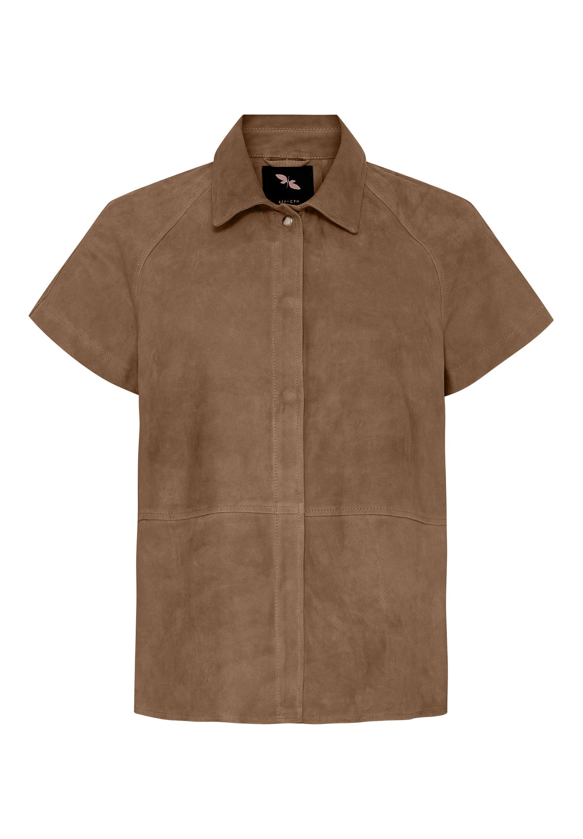 BTFCPH Skjorte i ruskind med korte ærmer Skjorter Nude Brown w. Silver acc.