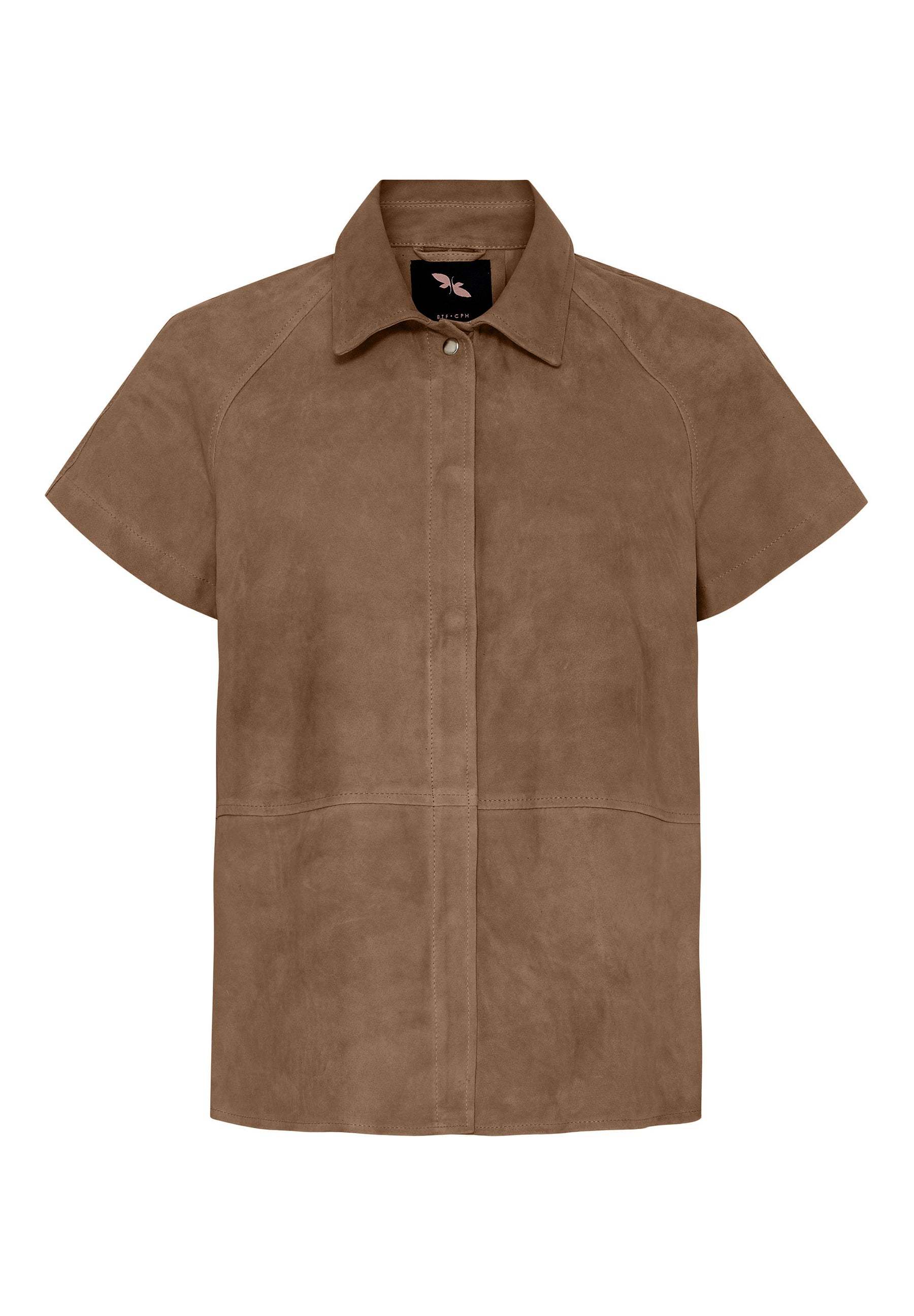 BTFCPH Skjorte i ruskind med korte ærmer Skjorter Nude Brown w. Silver acc.