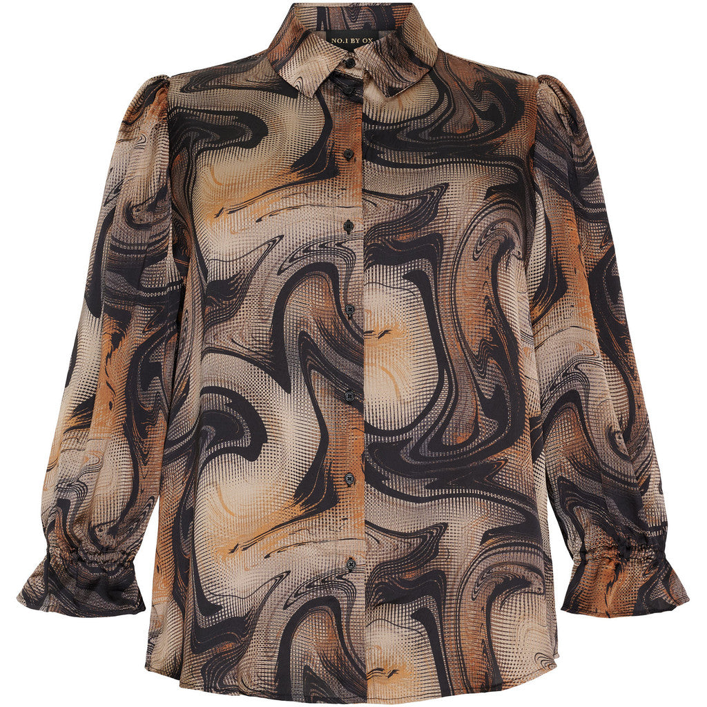 NO. 1 BY OX Skjorte med 3/4 ærmer Skjorter Brown and black swirl print