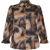 NO. 1 BY OX Skjorte med 3/4 ærmer Skjorter Brown and black swirl print