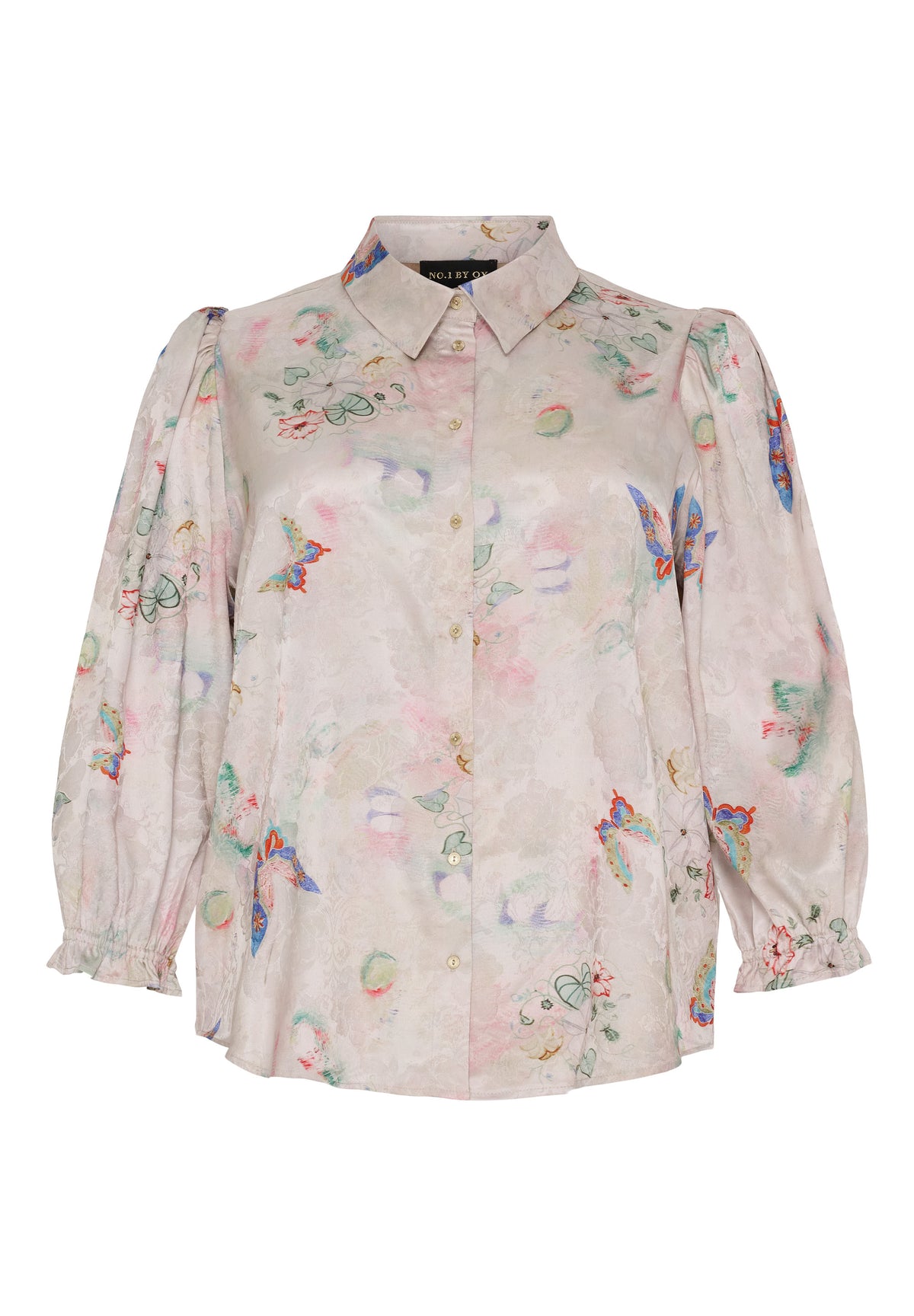 NO. 1 BY OX Skjorte med 3/4 ærmer Skjorter Sand w Butterfly print