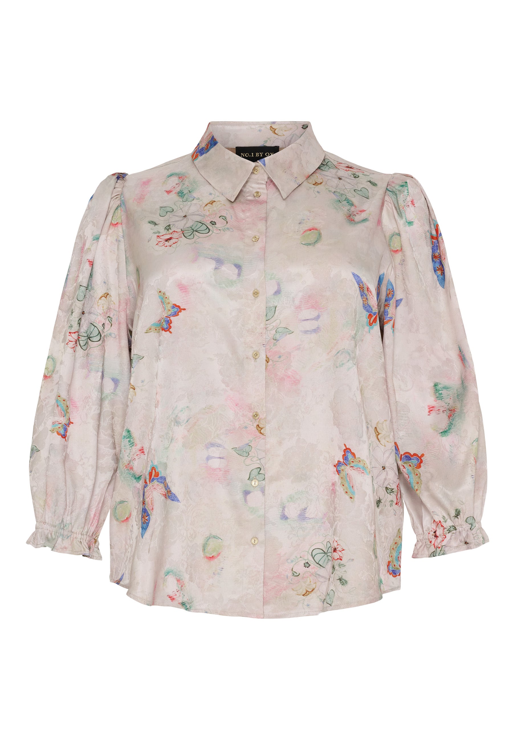 NO. 1 BY OX Skjorte med 3/4 ærmer Skjorter Sand w Butterfly print